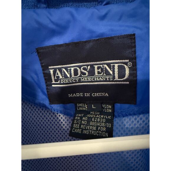 Land’s End Blue Vented Jacket Nylon Rain Windbreaker Long Sleeve XL Thin Pockets - Picture 4 of 5